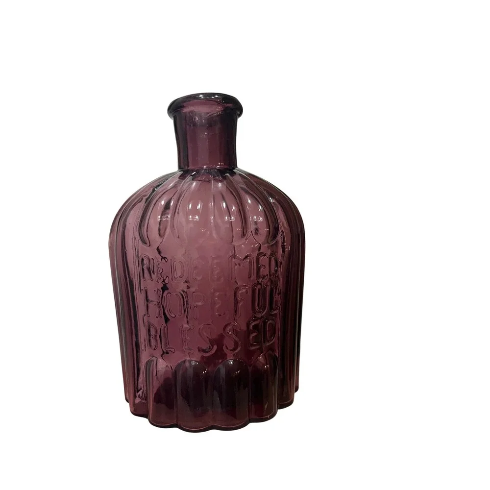 Glass Decorative‎ Bottle OS Purple Vintage Redeeemed Hopeful Blesed